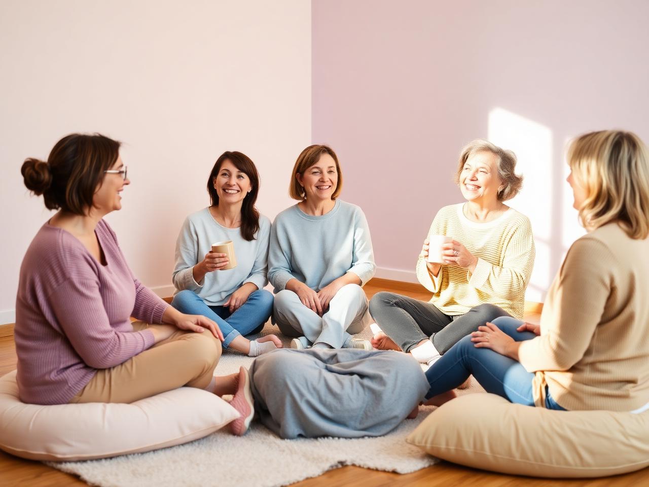 A warm circle of women in a group session
